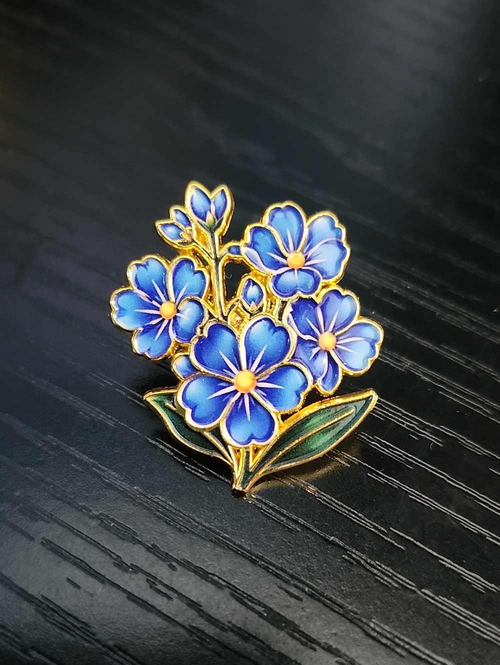 Blue Floral Enamel Brooch Pin - Women's Jewelry